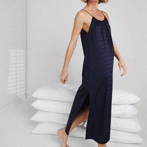 LUNYA Good in Bed airy cotton maxi dress in Navy Blue large